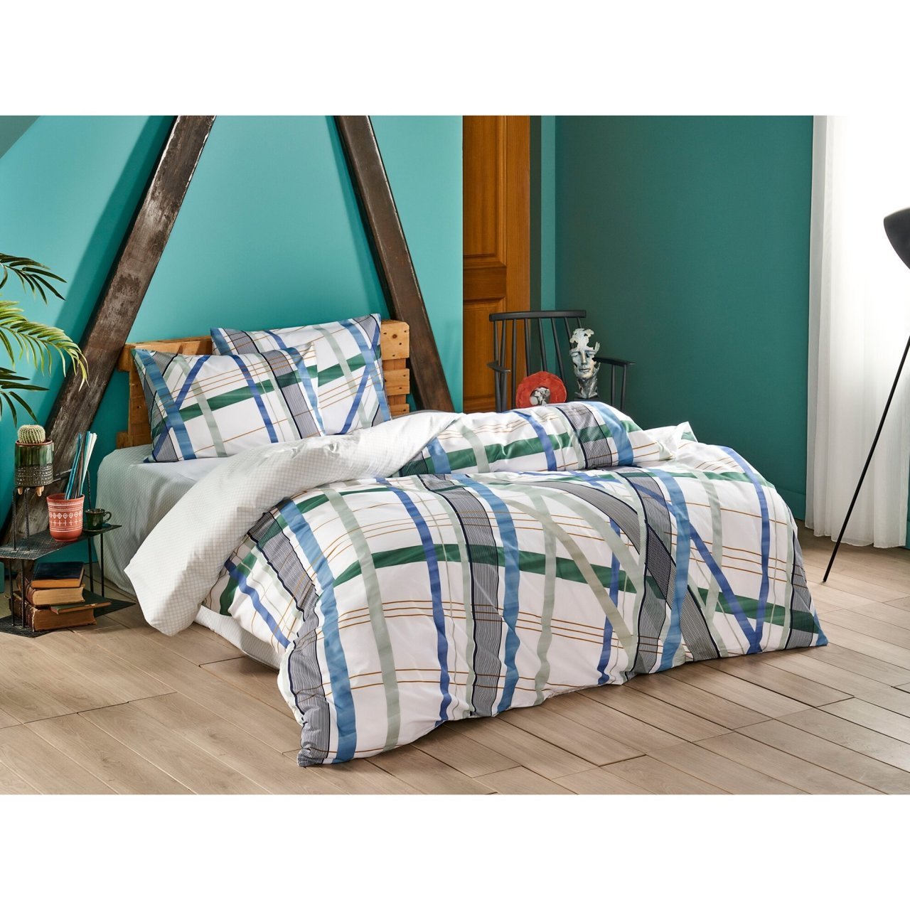 Taç Ranforce Genç Modası Fisher Tek Kişilik Nevresim Takımı V01 -Yeşil