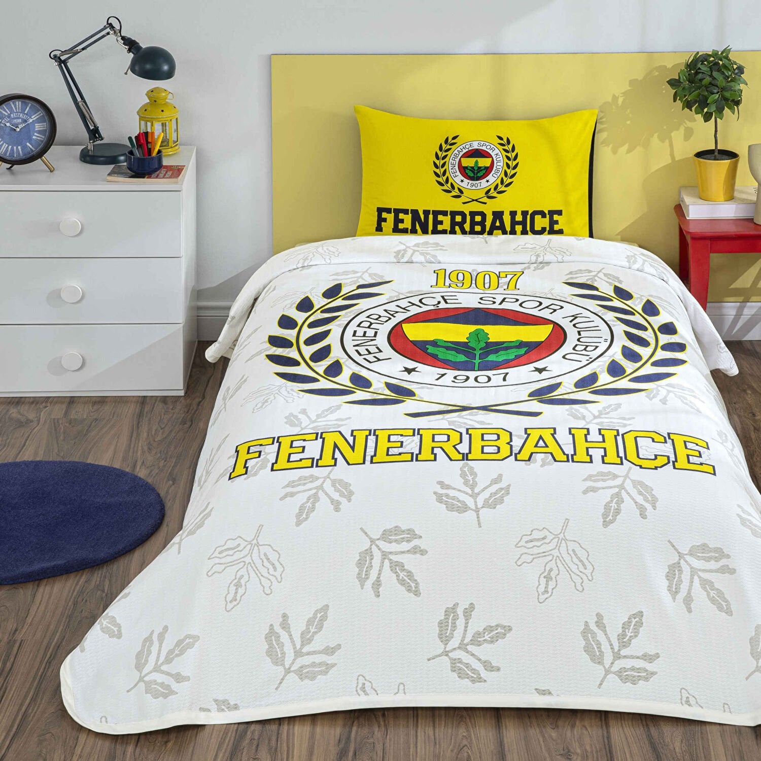 Taç Lisanslı Fenerbahçe Palamut Pamuk Tek Kişilik Pike Takımı