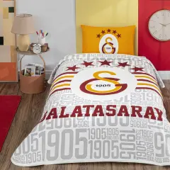 Taç Lisanslı Galatasaray 5 Yıldız Logo Pamuk Tek Kişilik Pike Takımı
