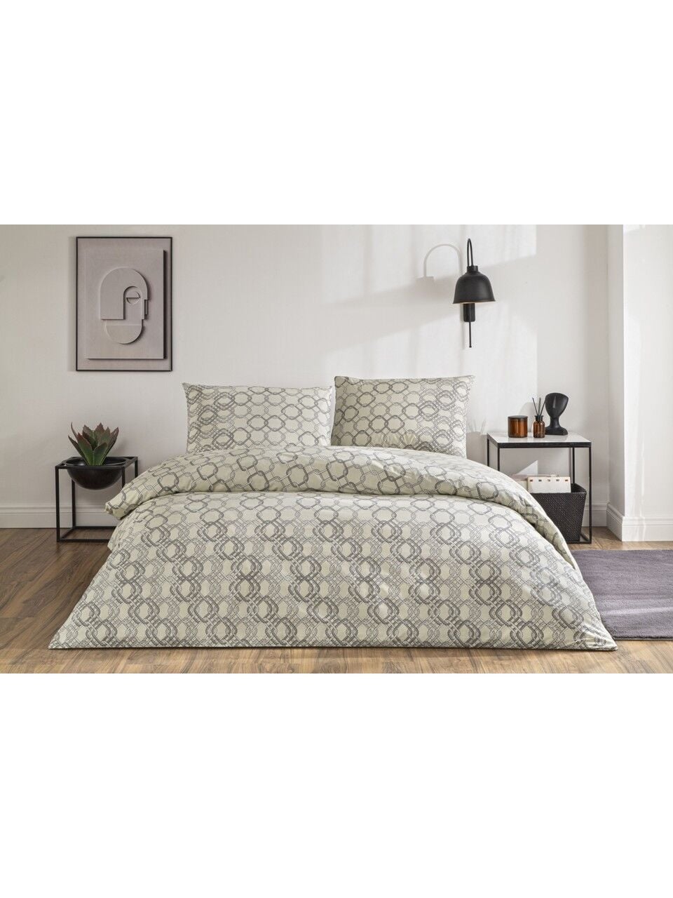 Taç Ranforce Galen Gri Çift Kişilik Nevresim Takımı