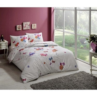 Taç Ranforce Nancy Kırmızı Çift Kişilik Nevresim Takımı