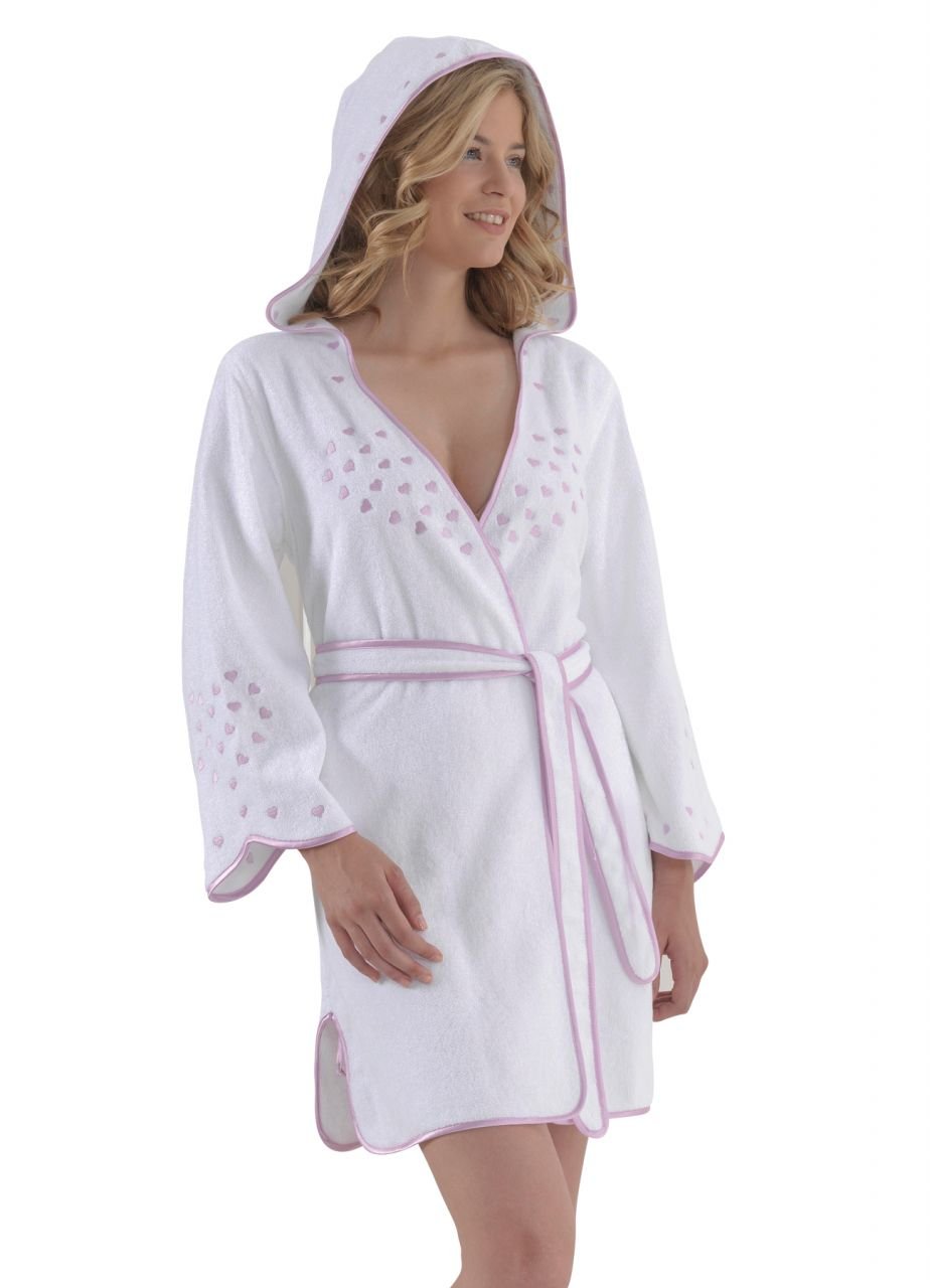 Softcotton bornoz love kapşonlu lila