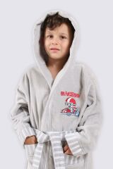 Ecocotton Racer Erkek Çocuk Bornoz Gri 11-12 Yaş