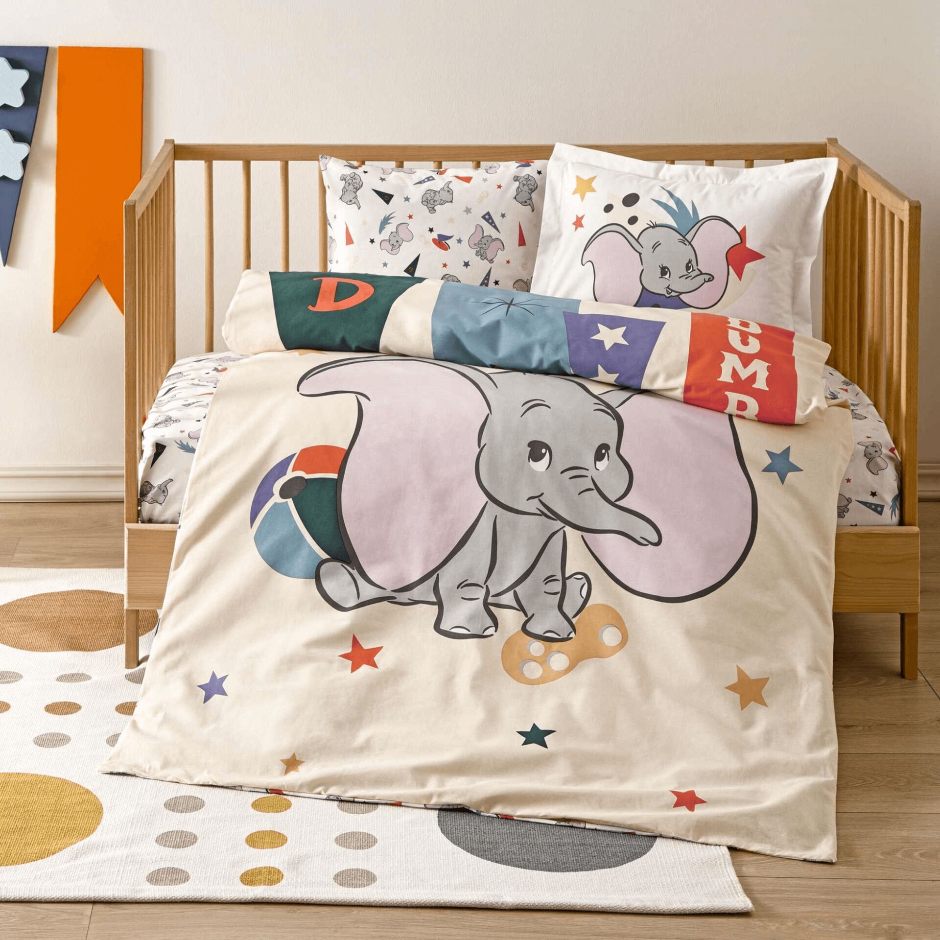 Taç Bebek Pamuk Nevresim Takımı Disney Dumbo Cute