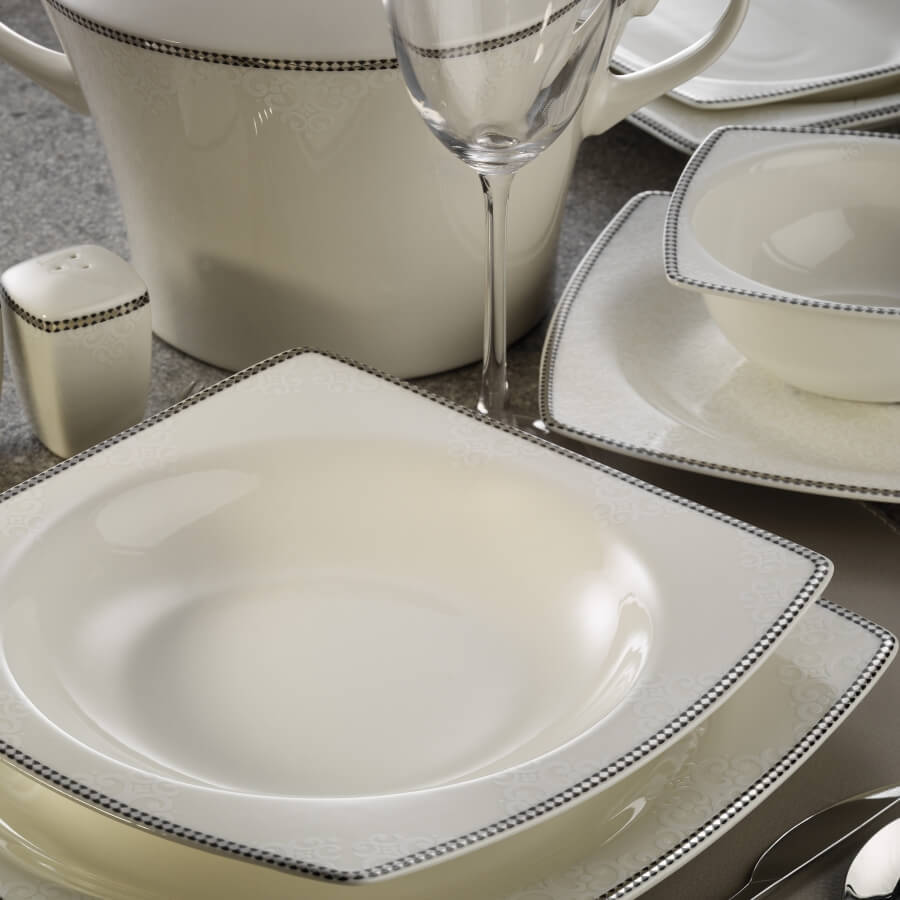 Kütahya Bone Mare 62 Parça  Yemek Takımı 10744 platin