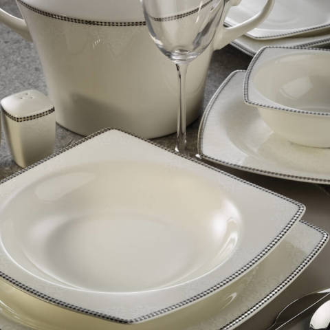 Kütahya Bone Mare 62 Parça  Yemek Takımı 10744 platin