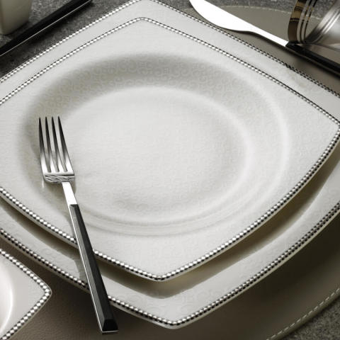 Kütahya Bone Mare 62 Parça  Yemek Takımı 10744 platin