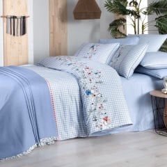 Sarev Eva Bella Çift Kişilik Pike ve Nevresim Seti Mavi