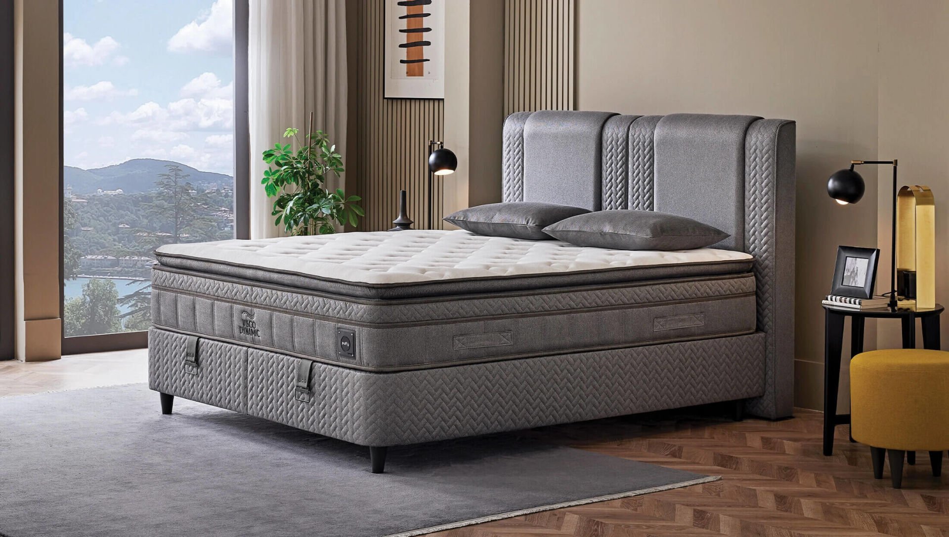 puffy Visco Dynamic paket yaylı yatak baza 3lü set