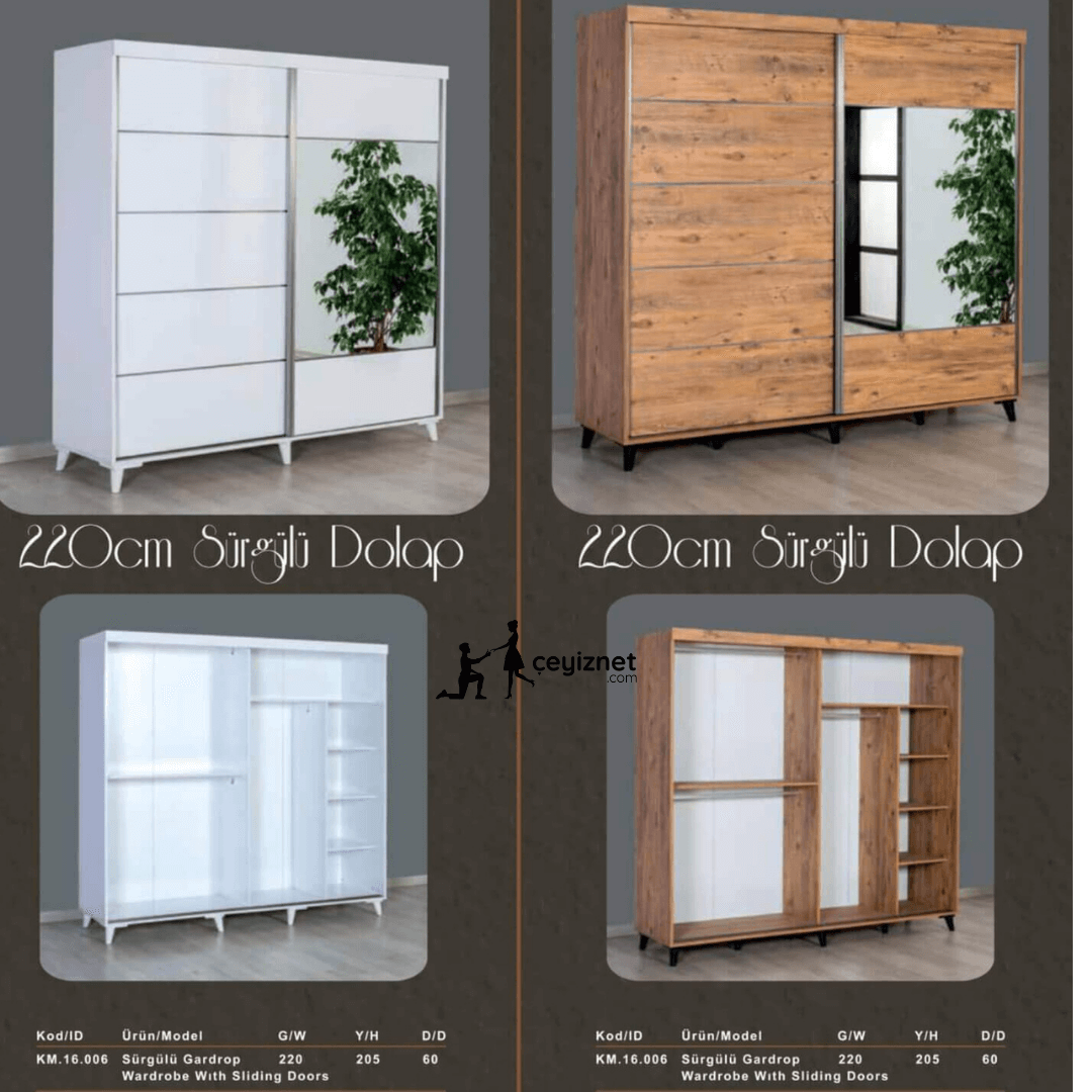 Sürgülü Gardırop Eni 220 cm