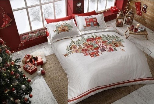 Taç Santa Çift Taraflı Saten Çift Kişilik Nevresim Takımı