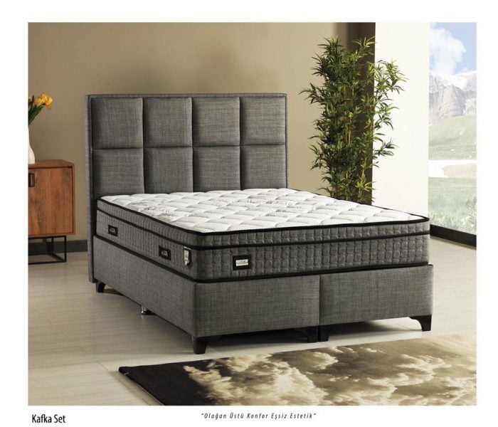 Mr.sleep Kafka Gri 150x200 çift kişilik Yatak Baza seti
