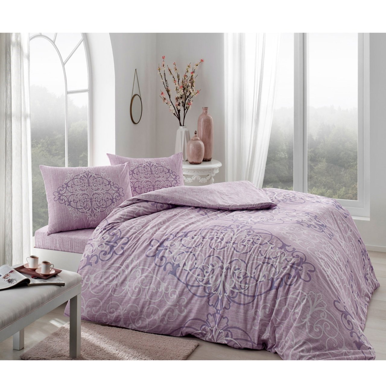 Taç Luna Lila Çift Kişilik Nevresim Takımı