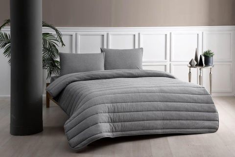 Taç Jersey Yorgan Seti Natura tek Kişilik Antrasit