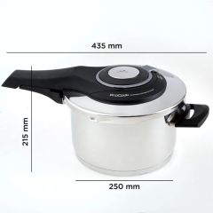 Jumbo Düdüklü Tencere 6 Litre Procook Açık Gri Paslanmaz Çelik