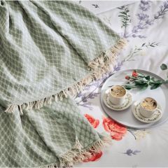 Taç Sunshine Ranforce Çift Kişilik Throwlu Nevresim Seti Yeşil