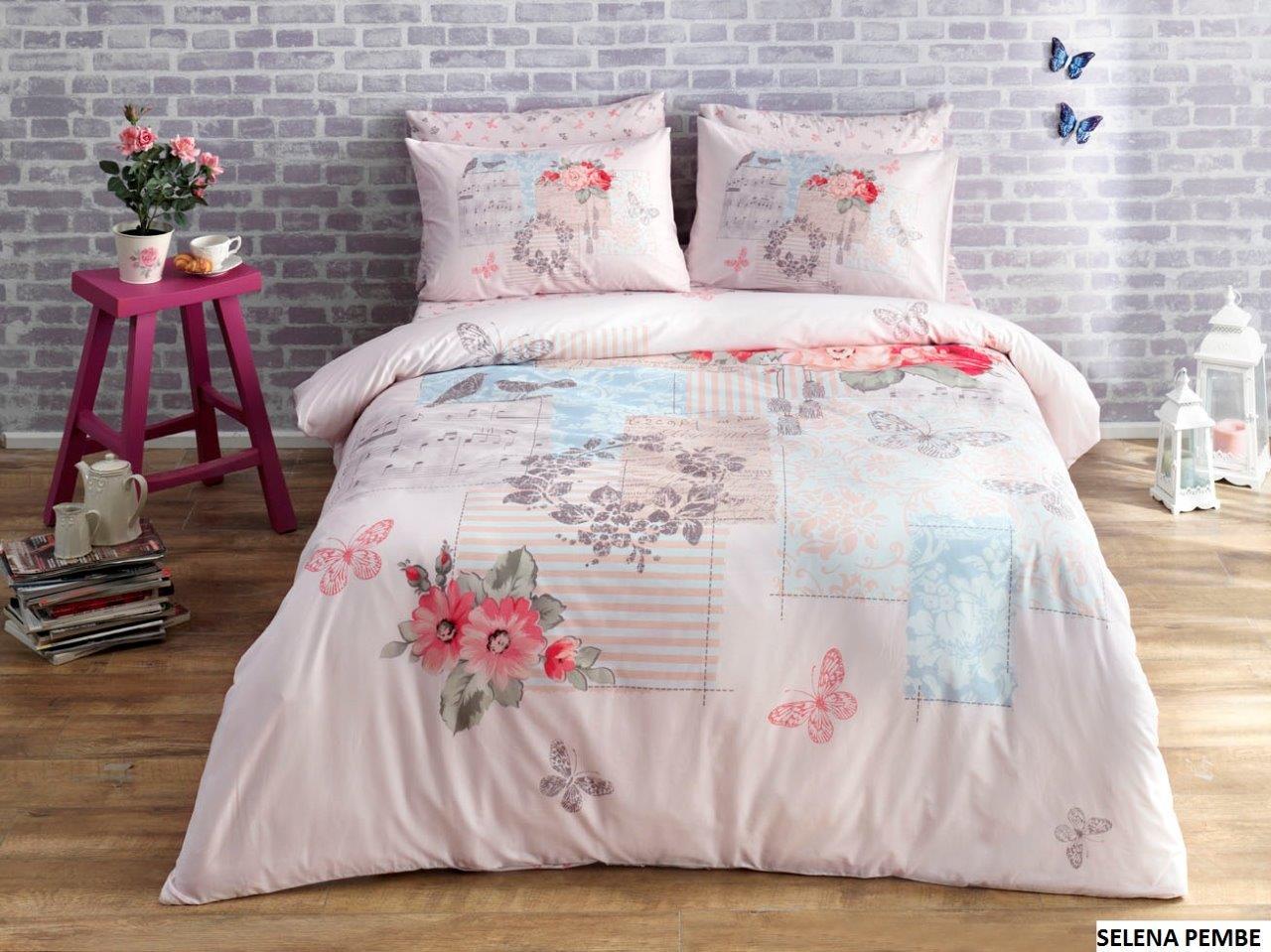 Taç Ranforce Selena Pembe Tek Kişilik Nevresim Takımı