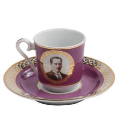 Kütahya Porselen Atatürk Kahve Fincan Takımı Mor