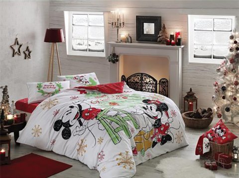 Taç Disney Minnie & Mickey yeni yıl Çift kişilik Nevresim Takımı