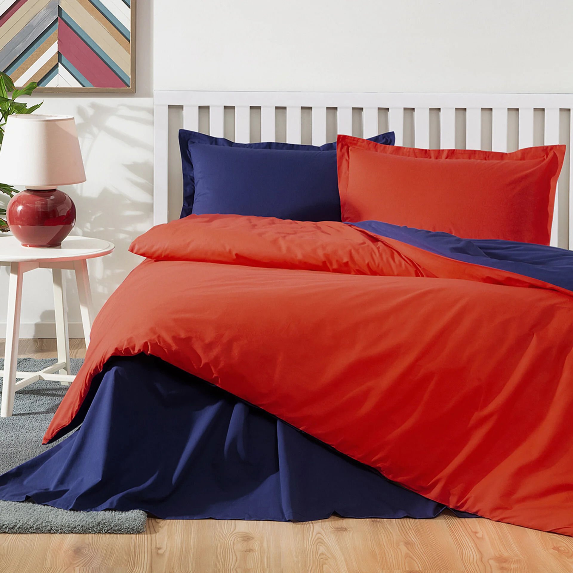 Özdilek  Tek Kişilik Colormıx Nevresim Takımı kırmızı lacivert