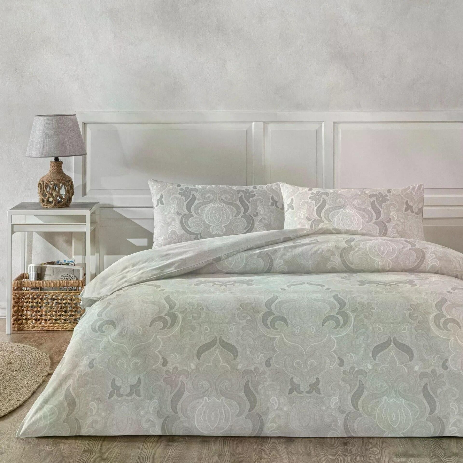 Taç Ranforce Norellıa Gri Çift Kişilik Nevresim Takımı