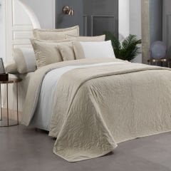 Floris Yatak Örtüsü Bej Çift Kişilik