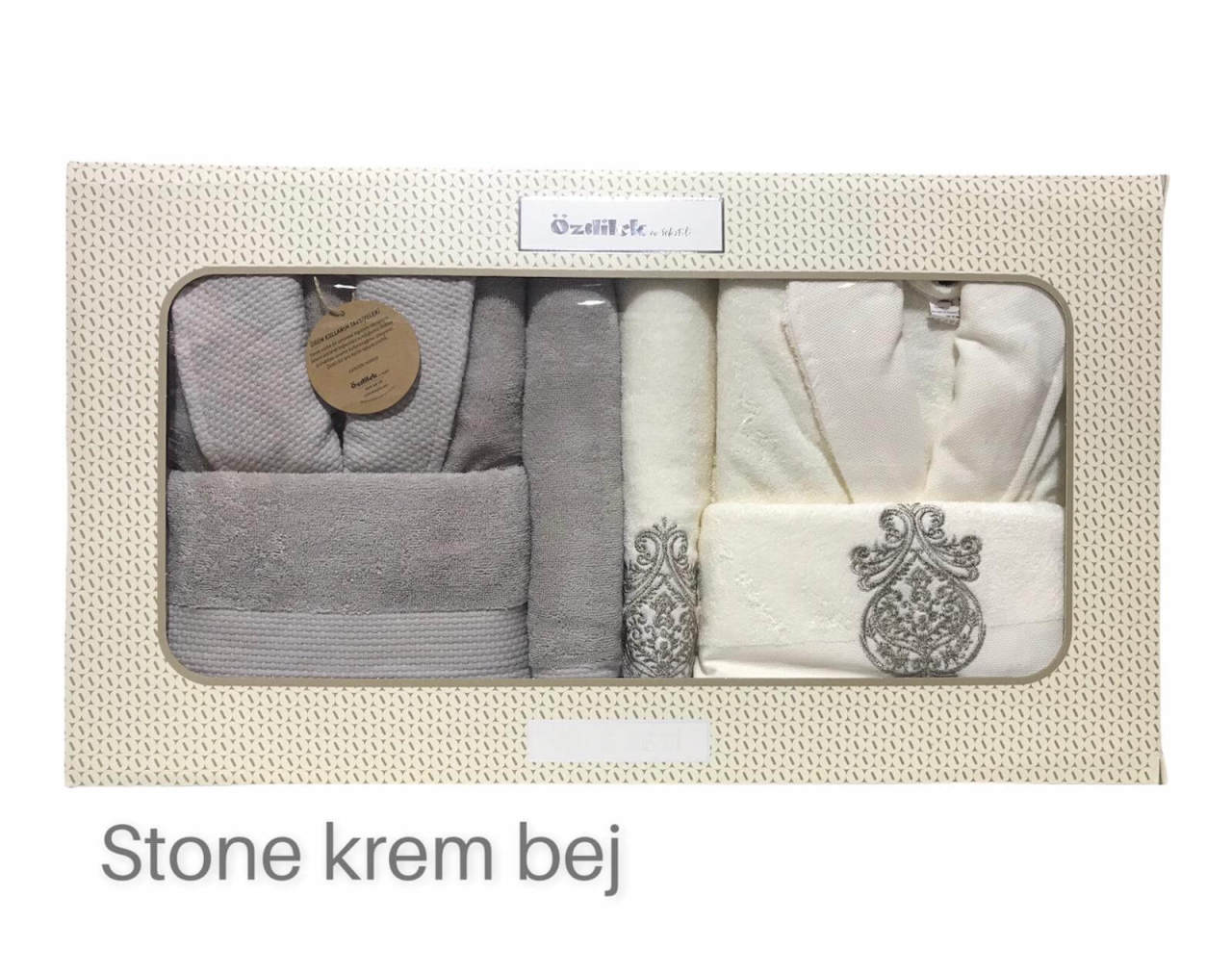Özdilek Aile Bornoz Seti Stone Krem Bej