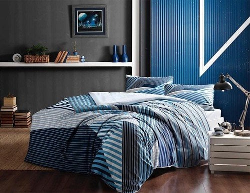 Taç Ranforce Atlantis Nevresim Takımı Tek Kişişlik V01-Mavi