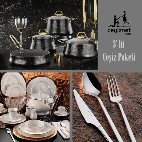 Kütahya Porselen Olympos  3'lü Çeyiz Seti