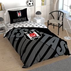 Taç Beşiktaş Siyah logo Tek Kişilik Nevresim Takımı