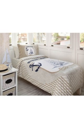 Özdilek Tek Kişilik Nevresim Takımı Lovers Marine Bej