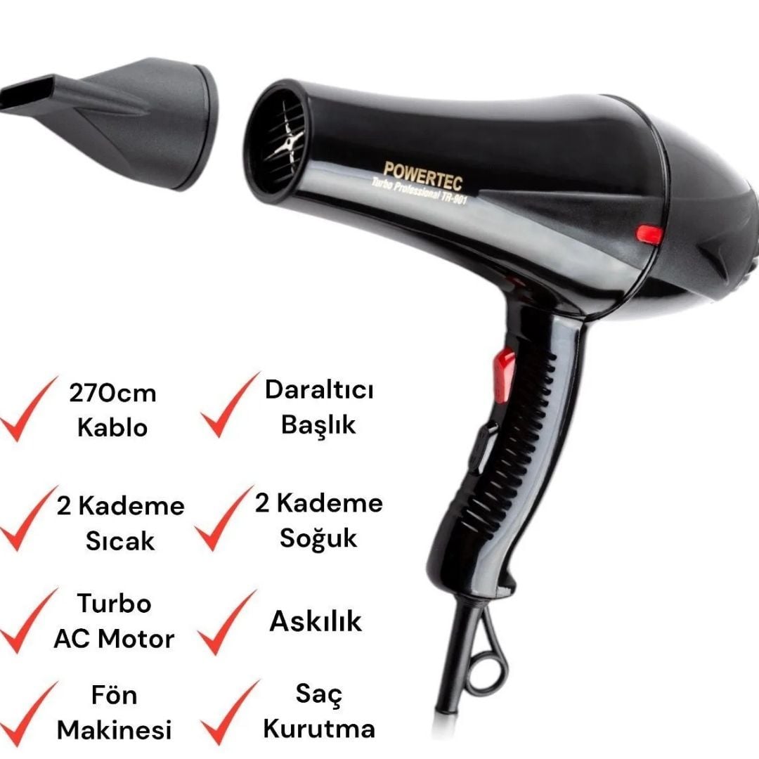 Powertec TR-801 Saç Kurutma Makinesi