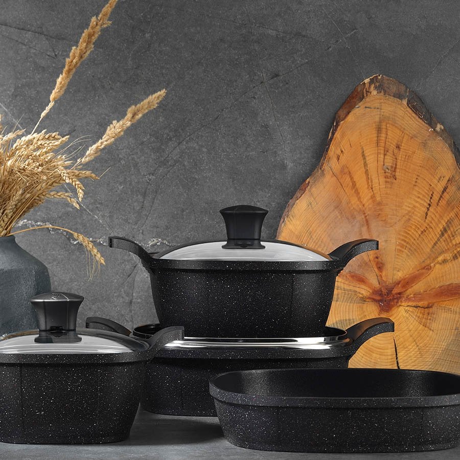 Kütahya Quadro Granit Döküm Tencere Seti Antrasit