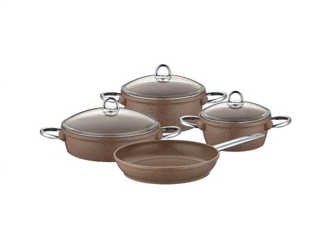 Taç Vision 7 Parça Döküm Tencere Seti - Kahve