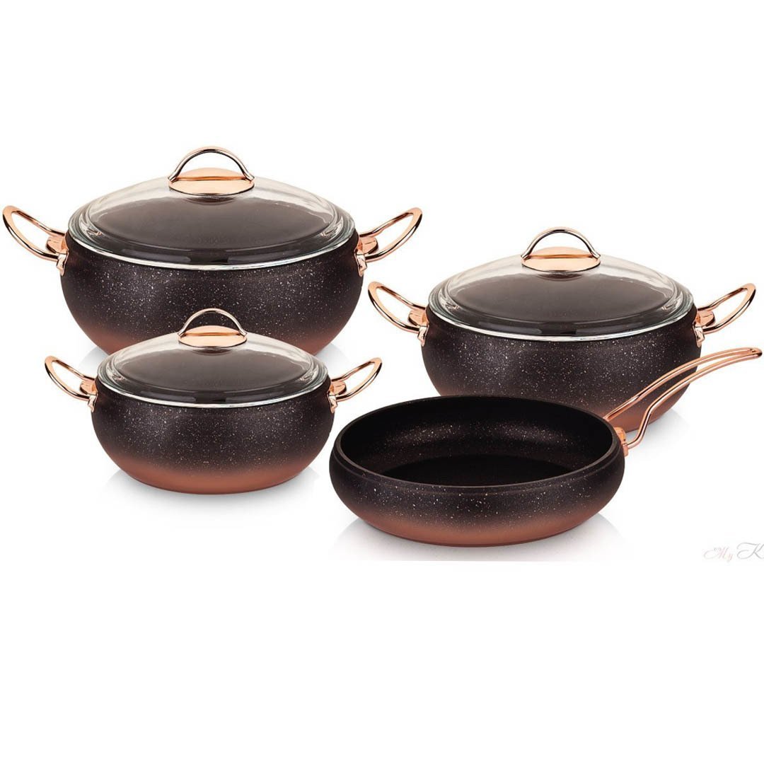 Oms 7 Parça Granit Küre Tencere Set Gold 347