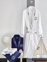 Soft Cotton Marine Erkek Bornoz Beyaz L beden