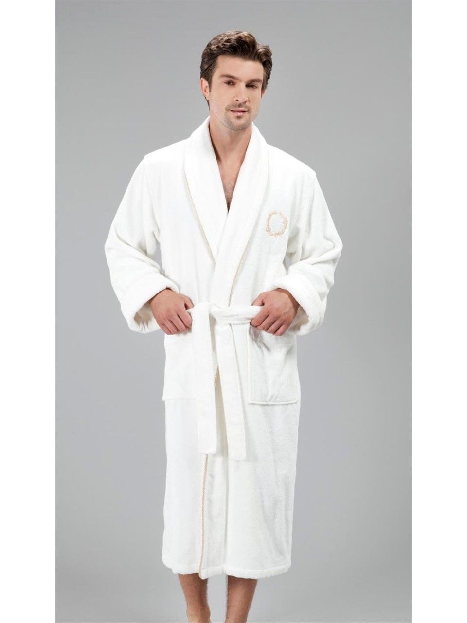 Soft Cotton Şehzade Erkek Bornoz ve baş havlu Ekru