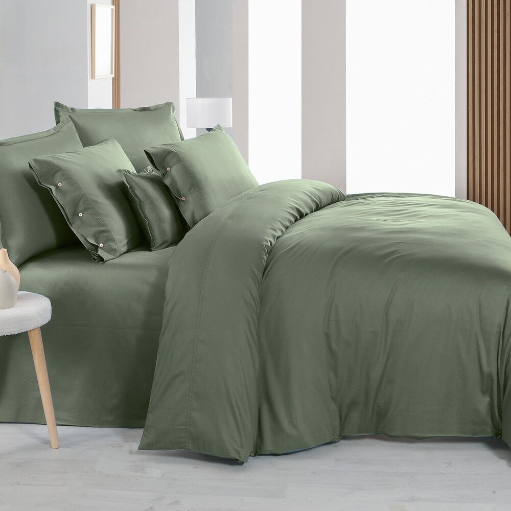 Sarev Monochrome Saten Nevresim takımı Green King Size 2Y