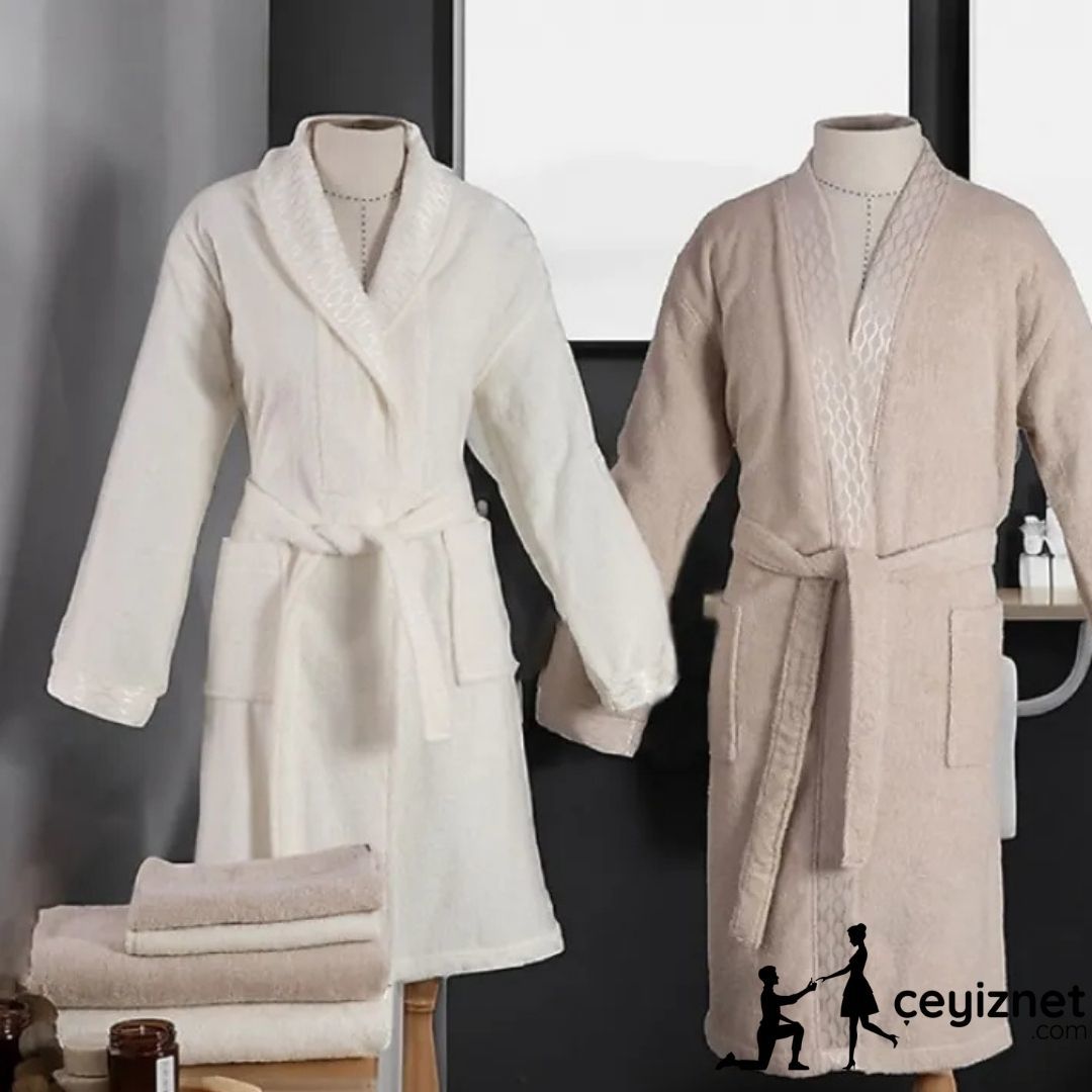 Özdilek Aile Bornoz Seti elissa Krem-taş