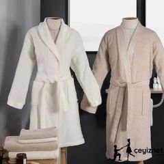 Özdilek Aile Bornoz Seti elissa Krem-taş