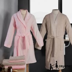 Özdilek Aile Bornoz Seti elissa Pudra Taş