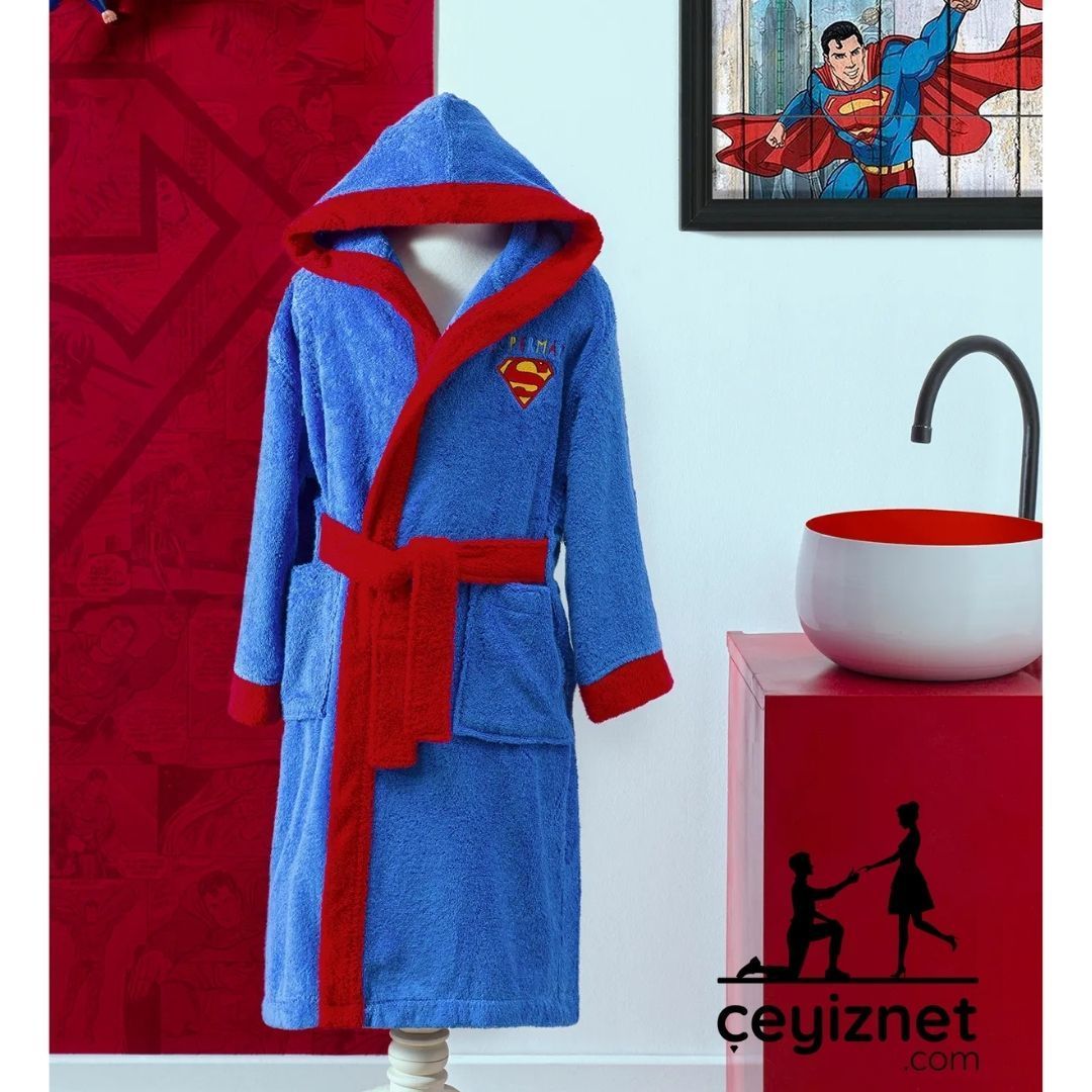 Özdilek Superman Lisanslı Çocuk Bornoz 7-8 yaş
