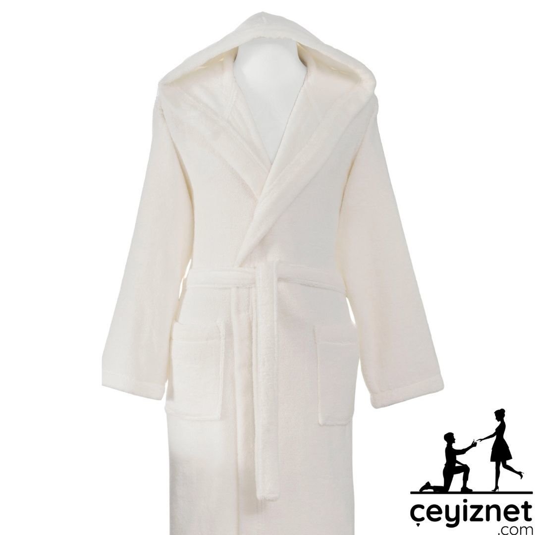 Özdilek Woven kapüşonlu Bornoz Krem