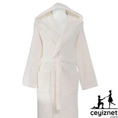 Özdilek Woven kapüşonlu Bornoz Krem