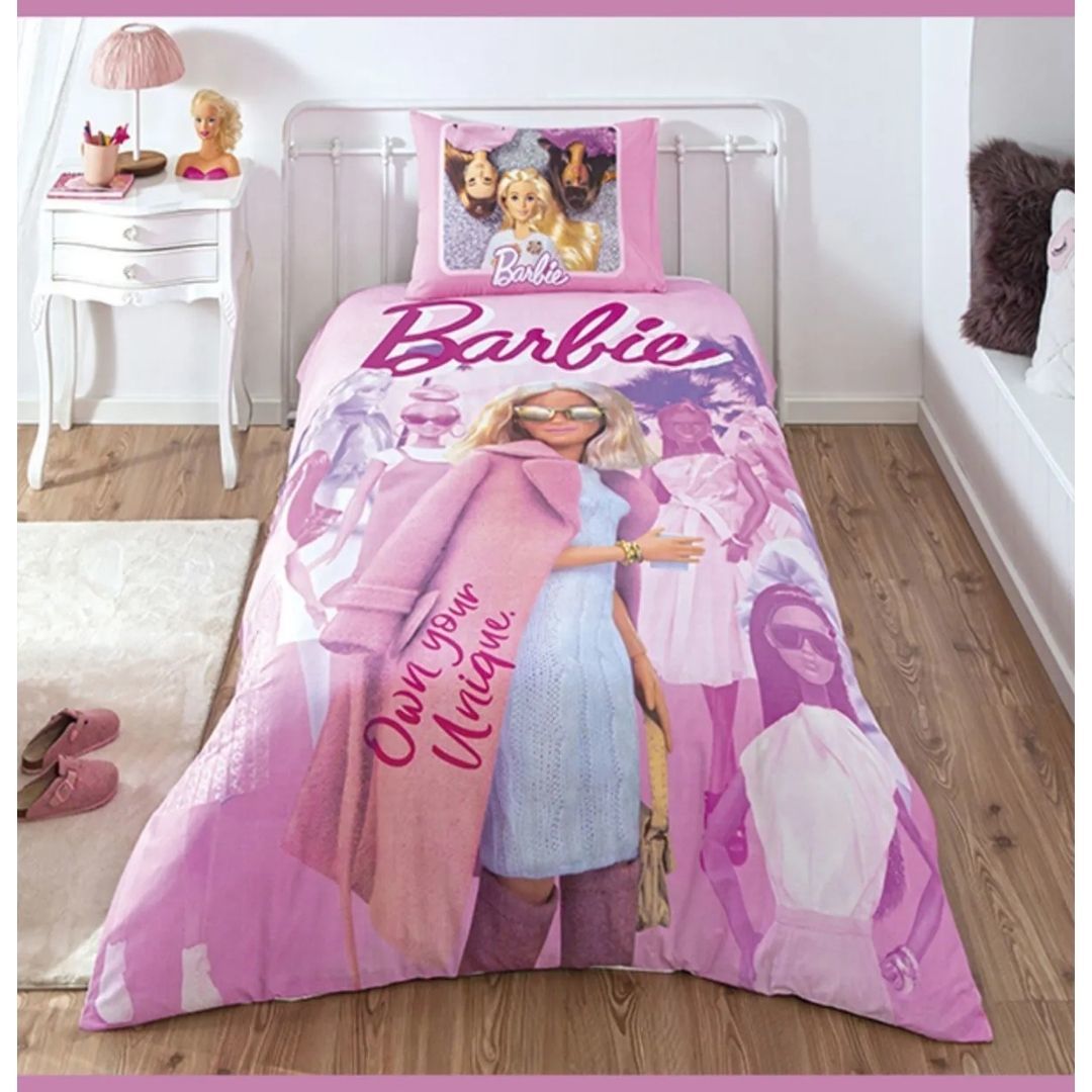 Taç Lisanslı Barbie Pink Power Tek Kişilik Nevresim Takımı
