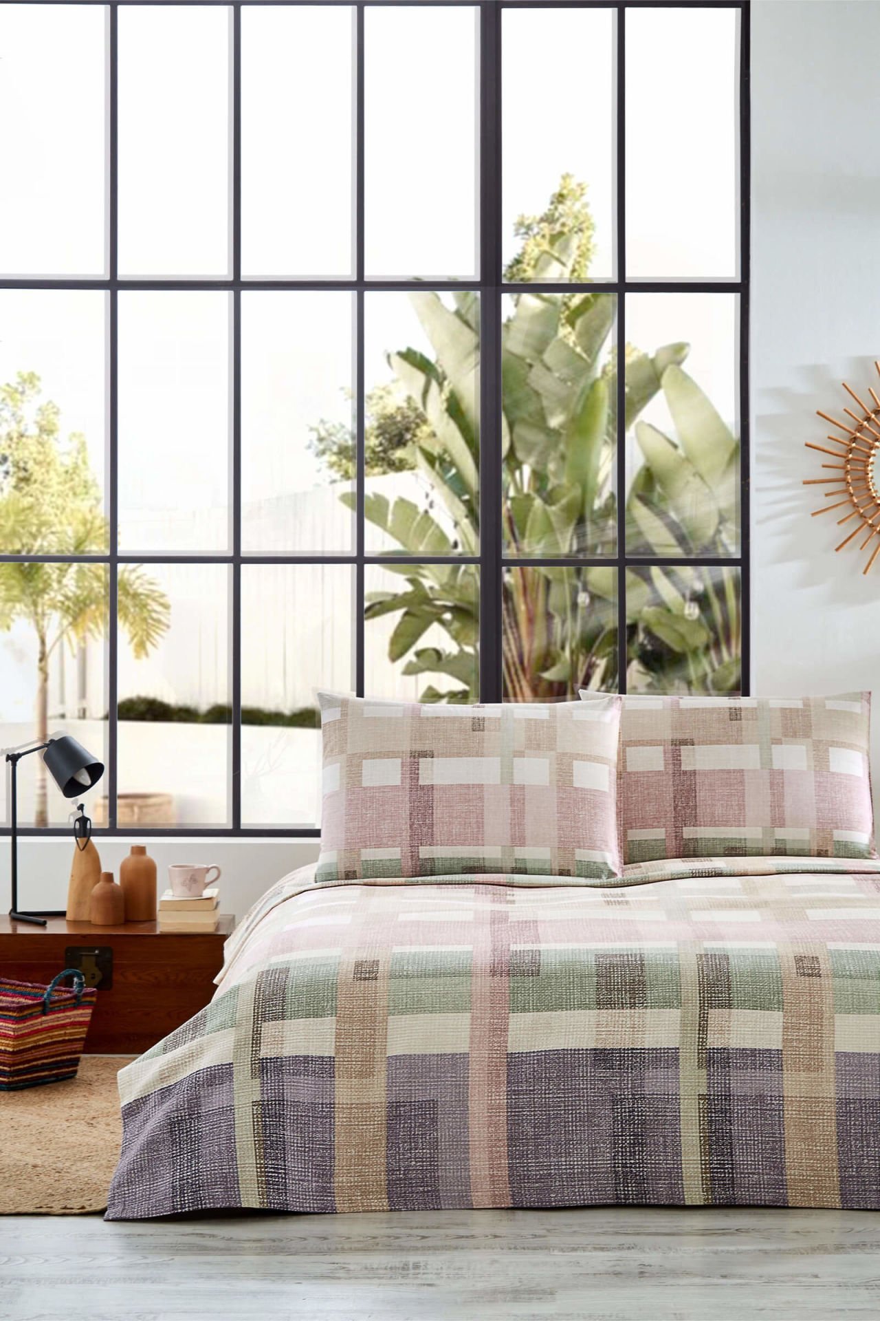 Özdilek Plaid Moderno tek kişilik pike takımı Pudra