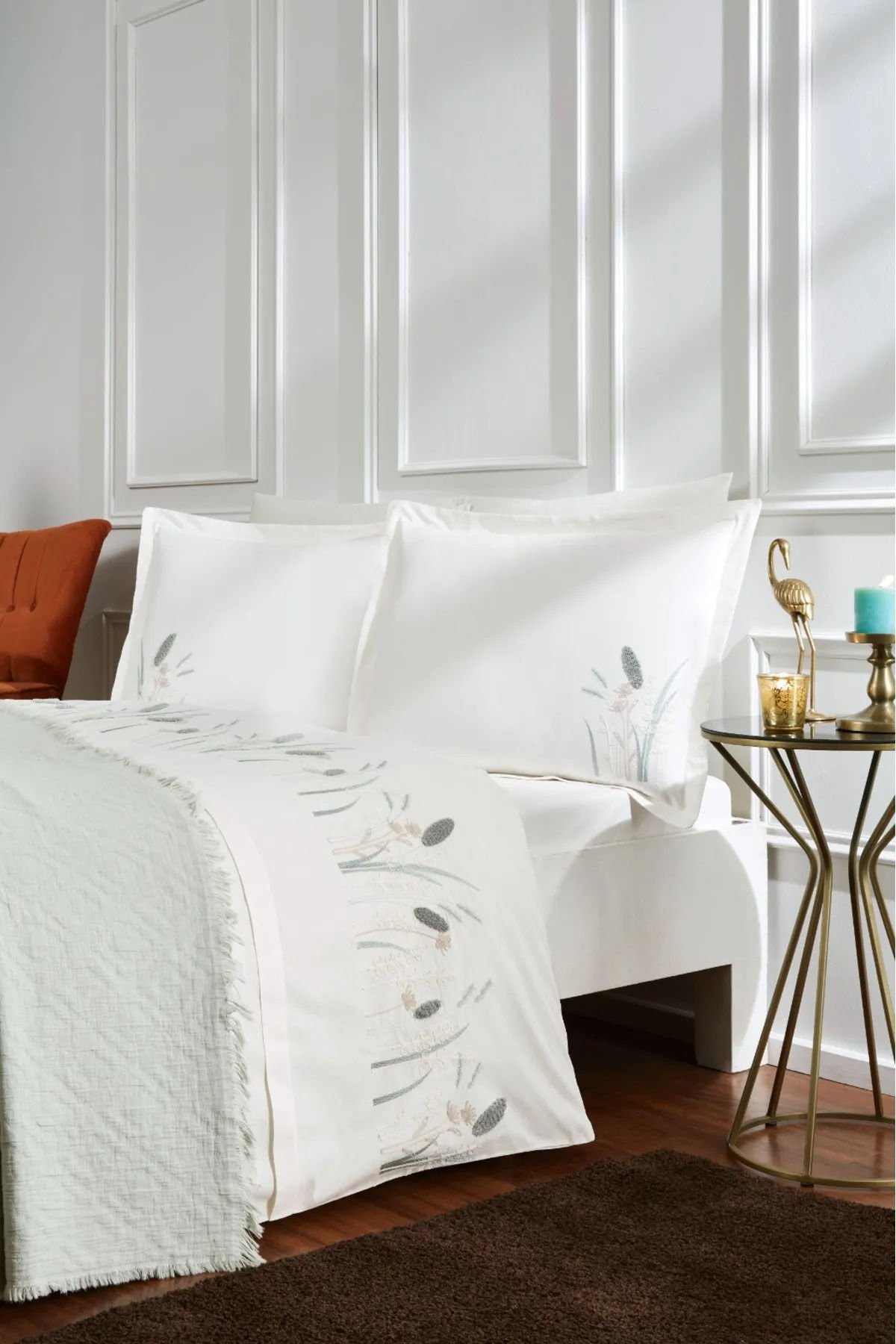 Özdilek Gelin Seti Yatak Örtülü Nevresim Takımı Flover Nil Yeşili