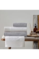Tac Vısta Bambu Aile Bornoz Seti Beyaz-Gri