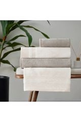 Tac Flame Bambu Aile Bornoz Seti Ekru-Vizon