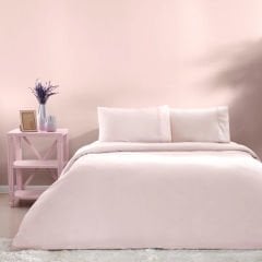 Taç Ranforce Tek Kişilik Nevresim Takımı Basic Pudra | %100 Pamuk Konforu